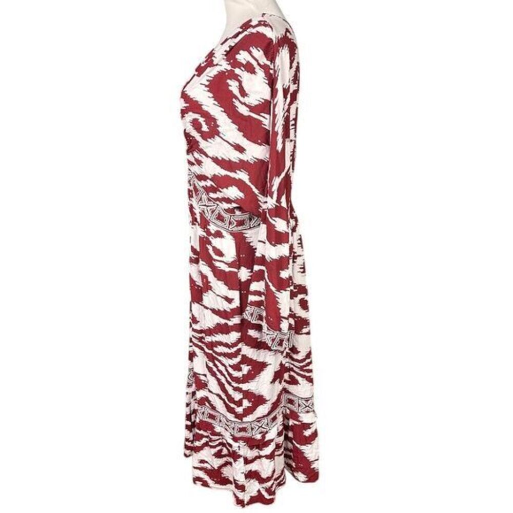 NWT Anthropologie Women's Red Printed Front Ring Kaftan Cover Up Kimono Size M/L - Picture 4 of 10